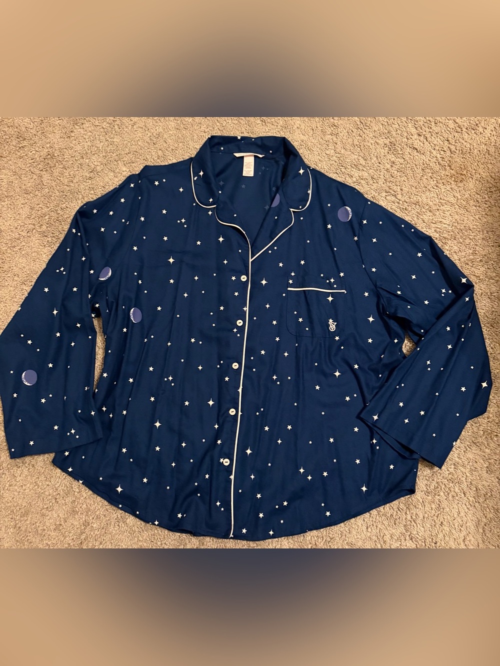 Victoria’s Secret Celestial Moon & Stars Pajama Top Navy XXL